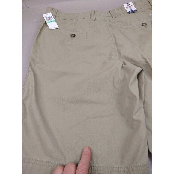 Mens IZOD Seaside Poplin Flat Front Shorts Cedarwood Khaki Size 34W X 10.5L - Picture 13 of 16